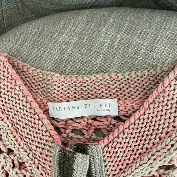 Fabiana Filippi Pink coral beige cable knit cardigan S M - Picture 3 of 11